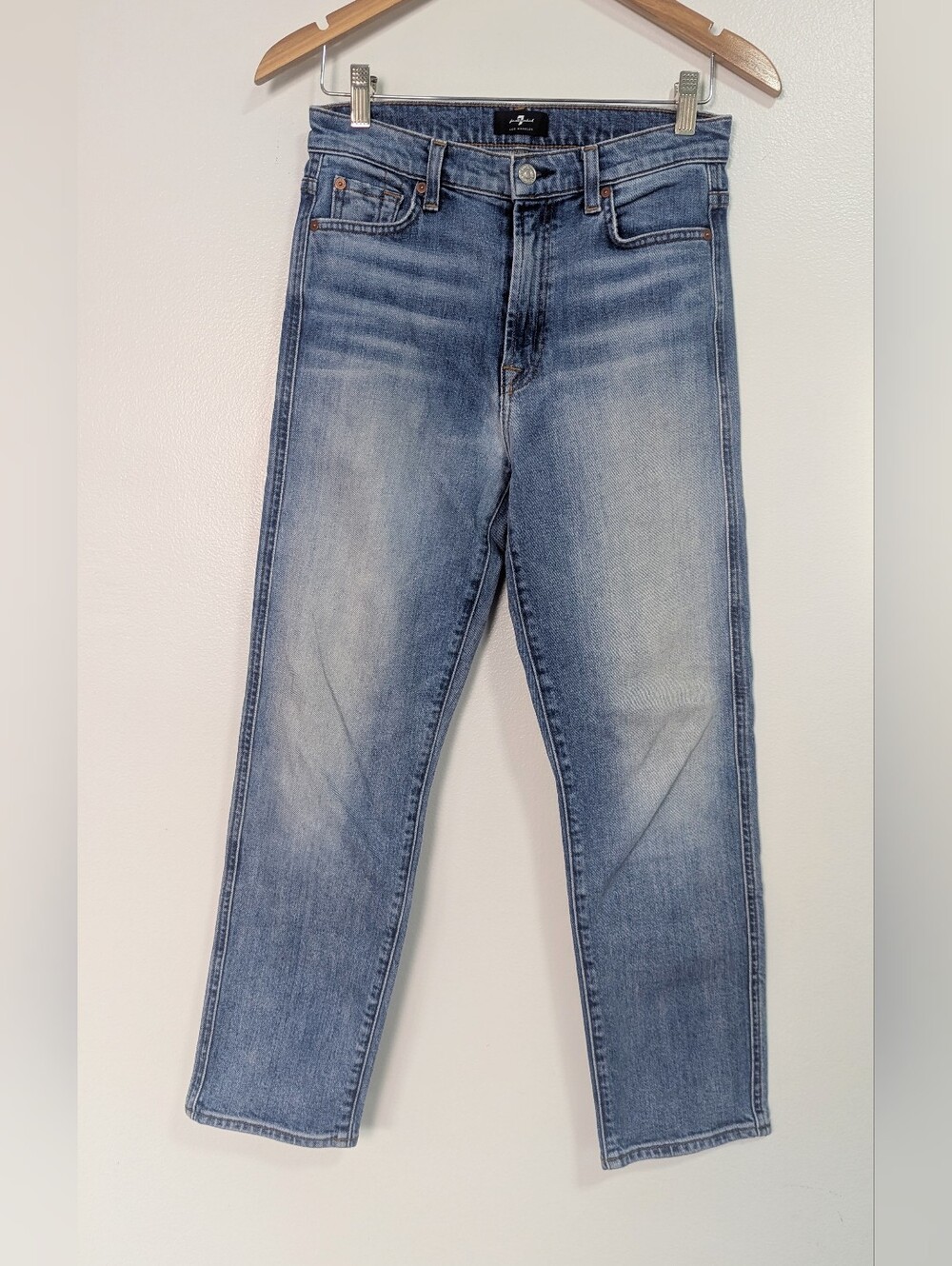 7 For All Mankind High Waisted Cropped Straight Denim Jeans Size 27